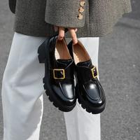 莎莎苏 春秋英伦厚底伯德乐福鞋女小皮鞋