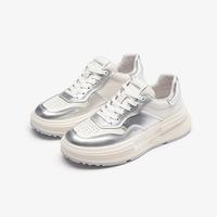 le saunda 明星同款春季真皮运动鞋男女黑白熊猫板鞋女鞋