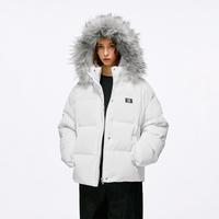 BONELESS 基础LOGO印花可拆卸毛领软壳羽绒服宽松保暖冬季防寒外套男女