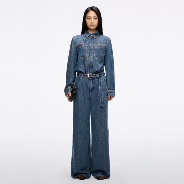 MISS SIXTY 莱赛尔 秋款牛仔连体裤女配腰带工装直筒裤