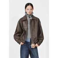 UR UR2026春季休闲荔枝纹PU翻领拉链外套UYY160001