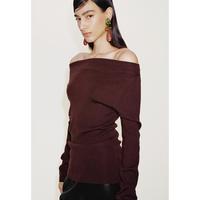 UR UR2026春季气质一字领褶皱修身针织衫UWM960007