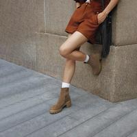莎莎苏 2025秋冬女靴短筒短靴厚底粗跟时装靴