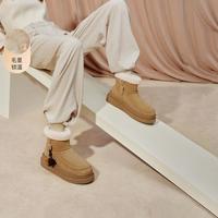 思加图 冬季雪松松保暖雪地靴厚底复古短靴女靴子