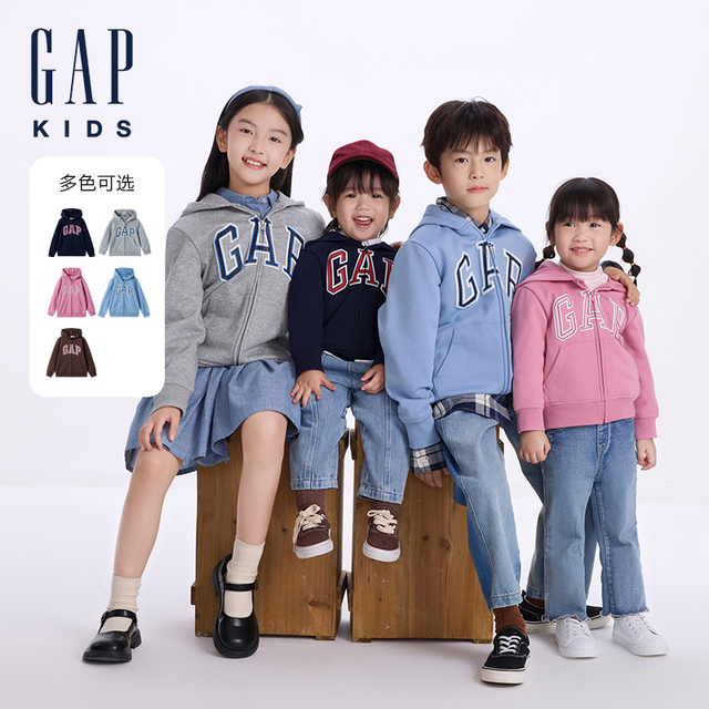Gap 大小童同款男女童秋季款logo连帽衫卫衣外套646082