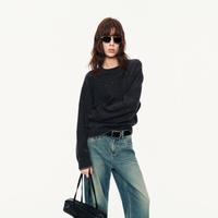 MO&Co. 烫钻短款宽松假两件针织毛衣女装