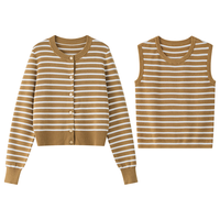 范思蓝恩 两件套 女士针织开衫 毛衣背心