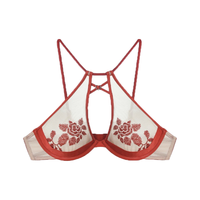  Creme Su 花瓣刺绣闪光玻璃纱 女士文胸 勃艮第红 34/75C