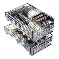 移动端、京东百亿补贴：卡贝 拉篮橱柜厨房304不锈钢双层抽屉式碗碟置物架锅筷收纳调味料碗篮