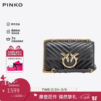 PINKO 时尚迷你羊皮小香风女包单肩斜挎飞鸟燕子包 黑色100074 A0GK Z99Q