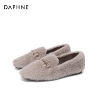 移动端：达芙妮 加绒白色马丁靴女2023年新款鞋子百搭厚底英伦风短靴女秋冬