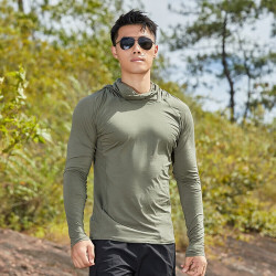 灰壳 防晒 男士速干衣 军绿 -春夏凉感 2XL -体重180-200斤