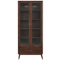  原始原素 北欧橡木 实木书柜  长800mm;宽350mm;高1900mm 黑胡桃色