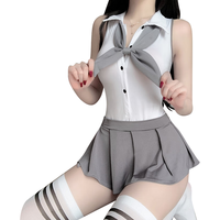  Fee et moi/霏慕 性感诱惑 女士情趣内衣套装+领结+开裆连体衣+百褶裙