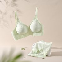 古今 套装！古今内衣女果冻胶软支撑浮光竹影国风10A抗菌反重力文胸内裤套装