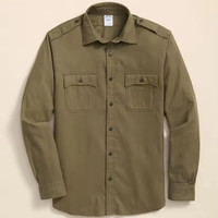 Brooks Brothers 棉羊绒混纺 法兰绒军装风长袖衬衫 三色可选