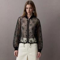 限尺码：ZARA 女式刺绣镂空花朵长袖开衫外套