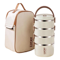  百亿熊 大容量 不锈钢保温饭盒 便携袋 餐具