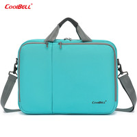 coolbell COOL BELL时尚大容量手提防水电脑包女商务男士轻便单肩通勤斜挎公文包 蓝色2126