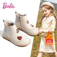 百亿补贴：Barbie 童鞋儿童靴子女童马丁靴新款秋冬短靴冬季加绒棉靴小童公主靴