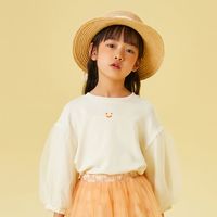 百亿补贴：莫莫 美特斯邦威旗下Moomoo女中童童趣童装泡泡袖灯笼袖七分袖针织恤