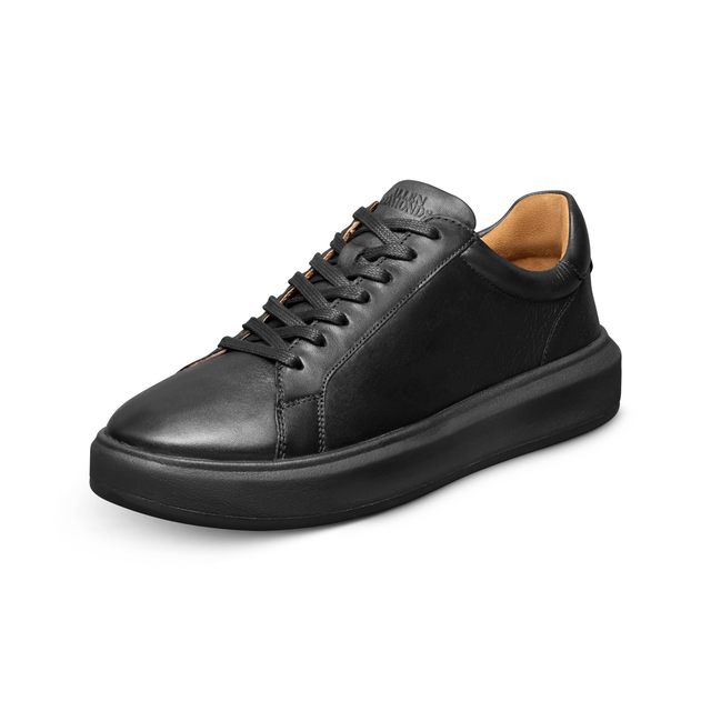 Allen Edmonds 男士皮质运动鞋 系带低帮设计 橡胶鞋底舒适支撑 休闲正装两用 黑色 7.5 US