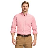 IZOD 男式性能舒适长袖衬衫, 热珊瑚色