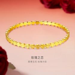 金至尊 珠宝 黄金手镯闪耀玫瑰之恋玫瑰花足金计价