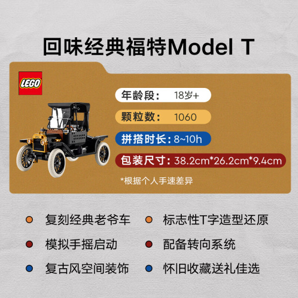 新品发售：乐高 Icons系列 11376 福特T型车