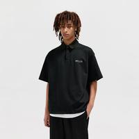 BONELESS 刺绣logo针织拼接领短袖简约宽松纯棉夏季T恤POLO衫男女