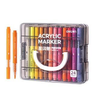 今日必买：得力 丙烯马克笔 24色 层叠盒