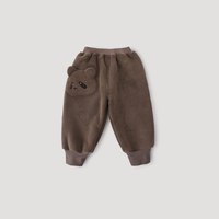  BALIPIG/巴厘小猪 加绒保暖 儿童羊羔绒裤子 深咖 100