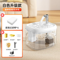 瓜洲牧 猫咪饮水机静音宠物水盆自动循环流动过滤猫狗喂水器猫咪饮水用品 升级款白色-含滤芯*6片 插头款