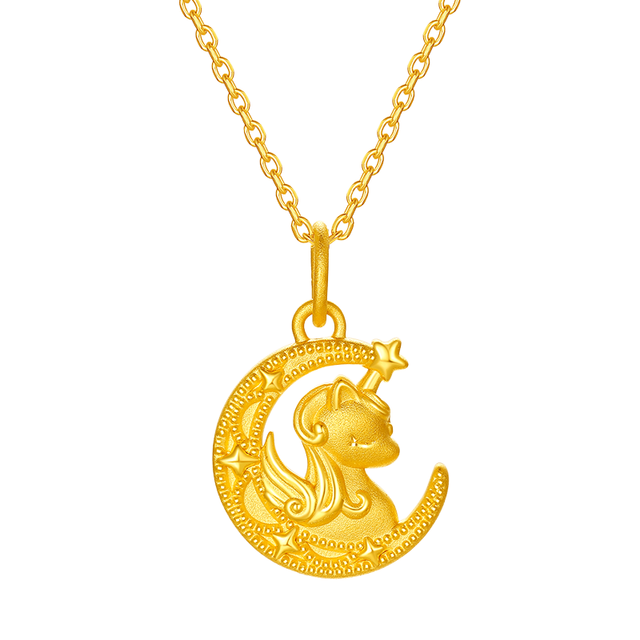 今日必买：周六福 5D硬金沙面 女士黄金吊坠