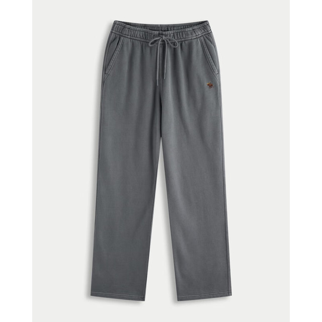 Abercrombie & Fitch 经典小麋鹿图案美式抓绒直筒运动卫裤长裤25秋冬男装深灰色 XL (180/98A) 偏大偏长
