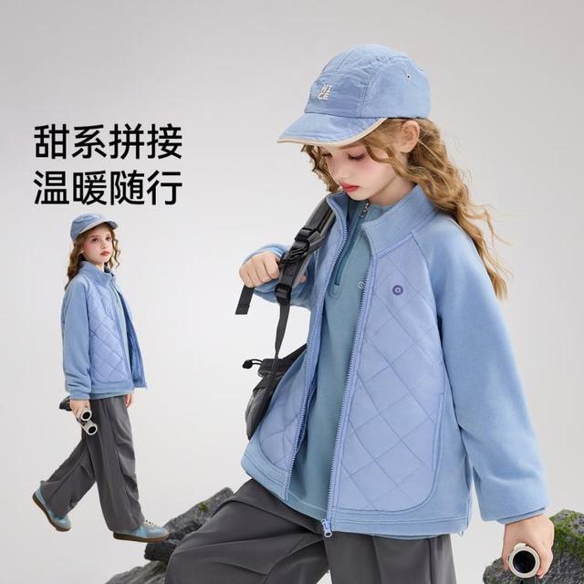 ASK junior 亲子外套冬儿童夹棉外套中大童撞色上衣女童立领夹克