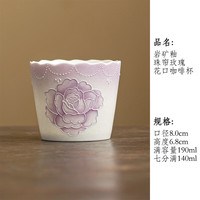 岩矿白渐变紫手绘玫瑰主人杯