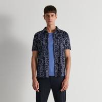 劲霸男装 劲霸男士短袖衬衫 字母印花丝光棉