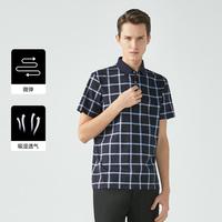 劲霸男装 劲霸 商务休闲夏男式polo衫格纹翻领短袖T恤