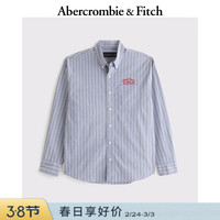 PLUS会员：Abercrombie & Fitch 美式通勤高级感府绸舒适条纹长袖衬衫 125-5223