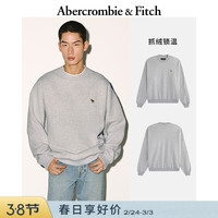 Abercrombie & Fitch 经典小麋鹿图案美式舒适百搭经典抓绒卫衣25秋冬男装122-5535 浅灰色 2XL (185/124A