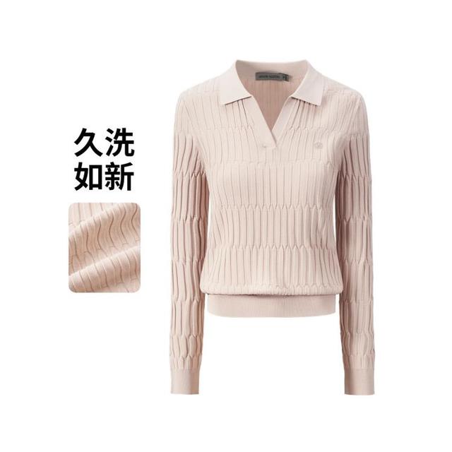 GIOVANNI VALENTINO 春款长袖polo领针织衫弹力女士T恤