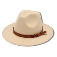  南啵丸 复古 费多拉帽 米色黄绳