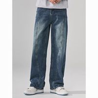凡客诚品 清仓价！复古水洗牛仔裤男士秋季宽松直筒休闲裤阔腿弯刀耐磨长裤