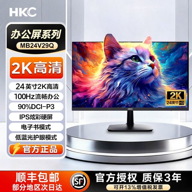 HKC 23.8英寸2K办公屏高清100HZ电子书低蓝光家用显示器MB24V29Q