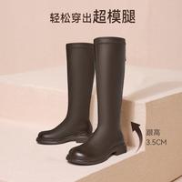 百思图 秋冬季骑士靴时尚简约潮流粗跟女长靴