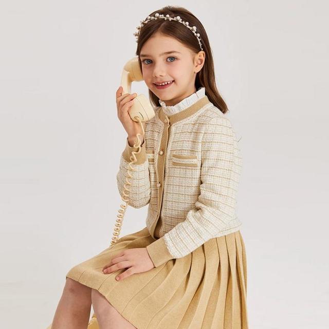 Paw in Paw Paw in  Paw 儿童套装2025春季新款卡通小熊女童甜美短裙套装小香风外套