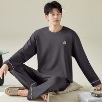 雅鹿 纯棉 男士睡衣套装 NSWR-深棕色 XL （120-140斤】