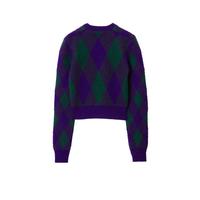 BURBERRY 女式菱形格100%绵羊毛时髦洋气长袖圆领套头羊毛衫