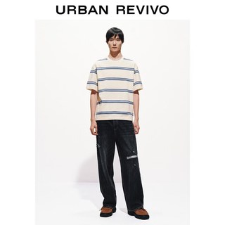  URBAN REVIVO 撞色条纹 男士T恤
